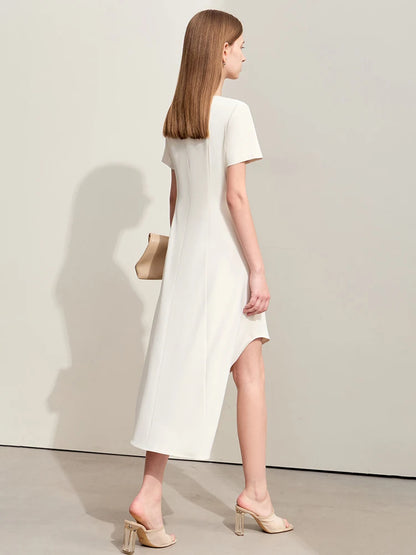 ASYMMETRICAL SHORT SLEEVE DRESS