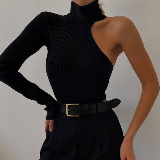 ONE SLEEVE TURTLENECK BODYSUIT